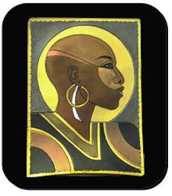 Bald Woman Black Art Mouse Pad